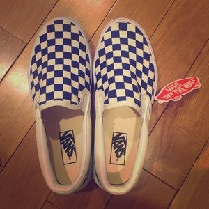 Vans Slip-Ons Blue + White Checkered